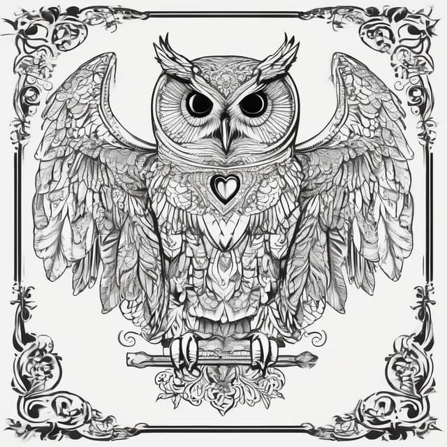 Protective Owl Over Heart tattoo design