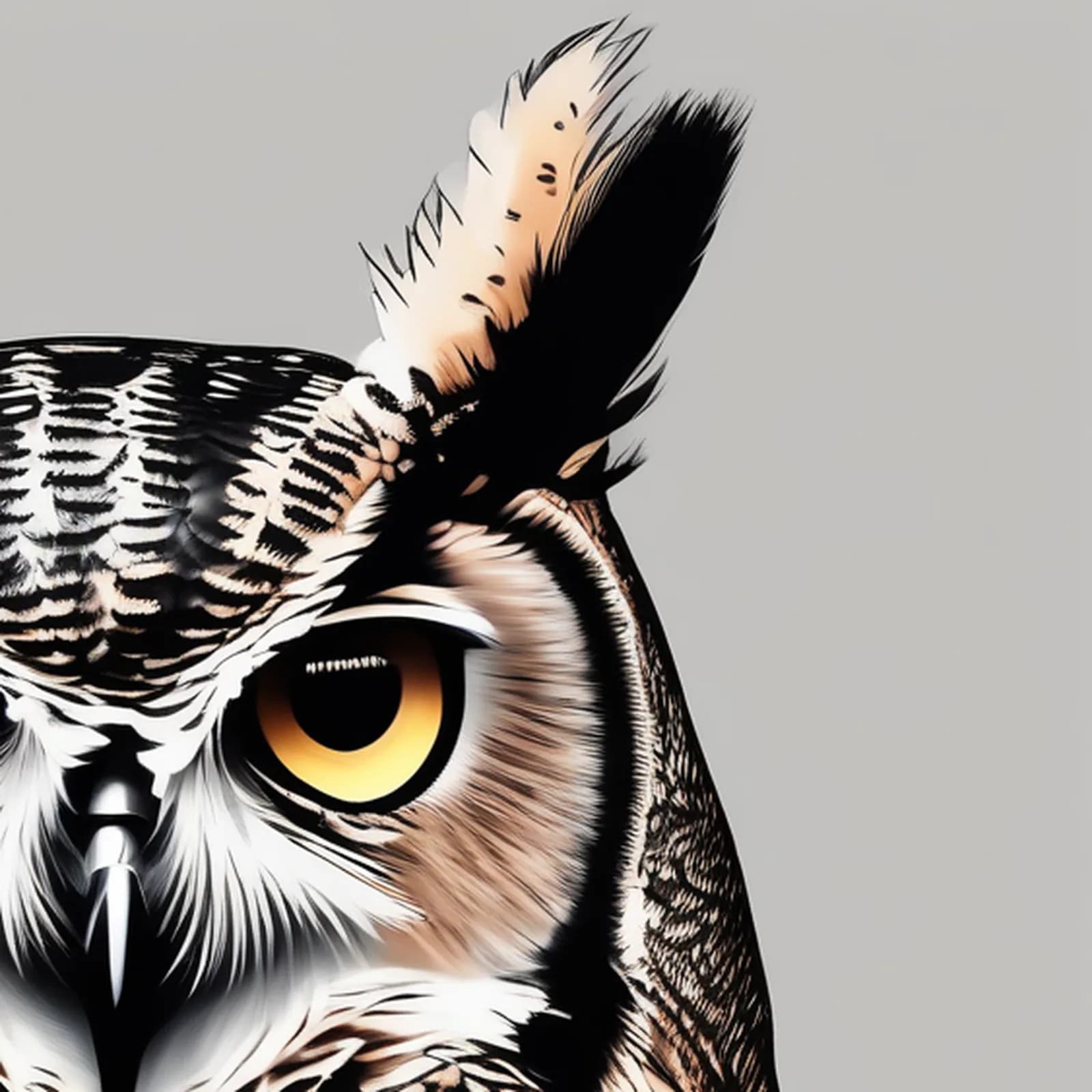 Realistic Great Horned Owl tattoo design, close-up detail