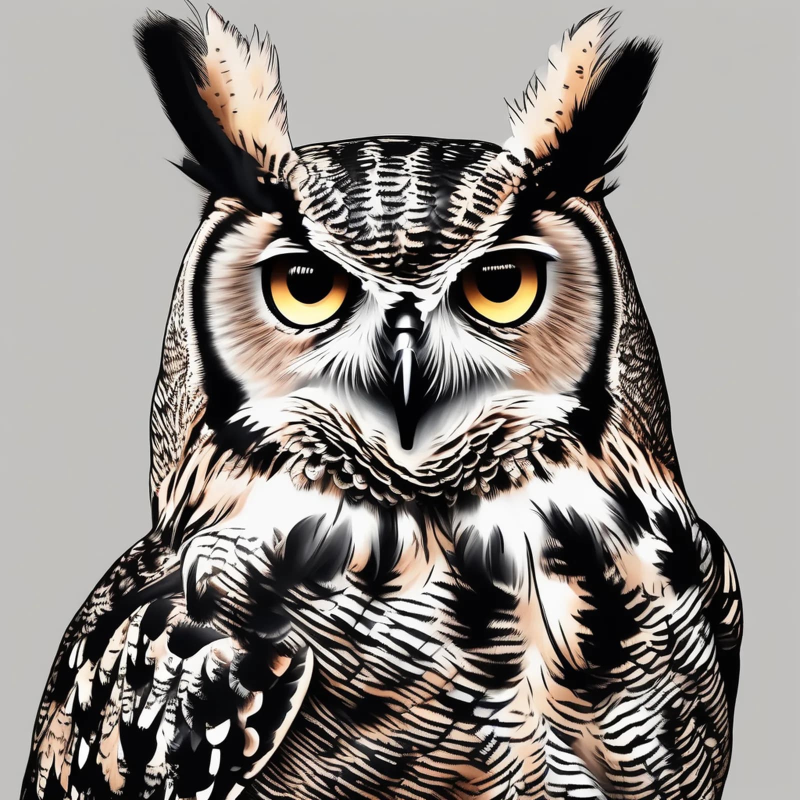 Realistic Great Horned Owl tattoo design