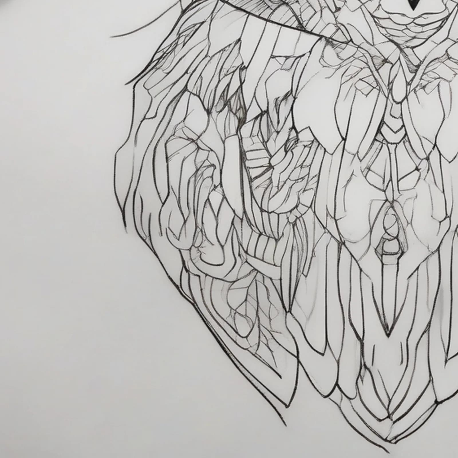 Single Continuous Line Owl tattoo design, close-up detail