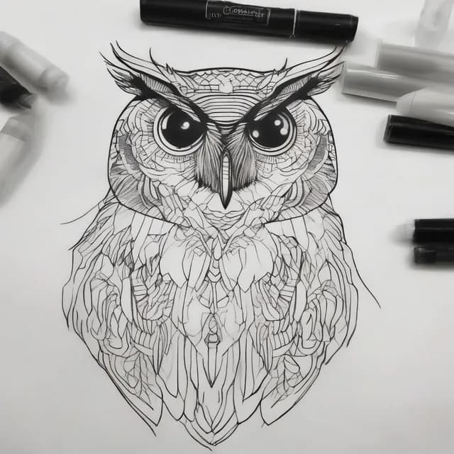 Single Continuous Line Owl tattoo design