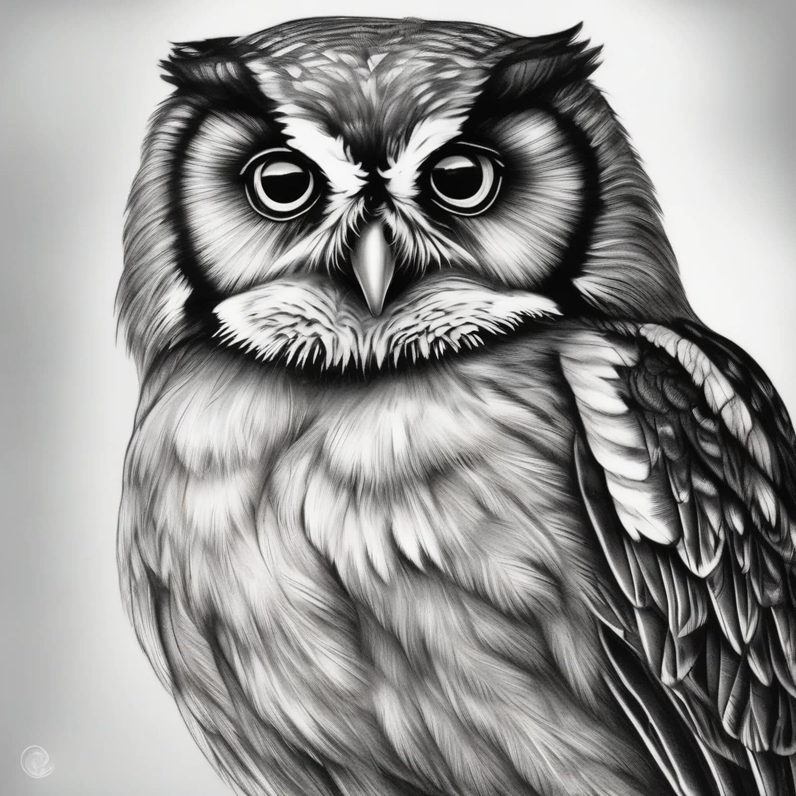 Spectacled Owl tattoo design, alternative version 2