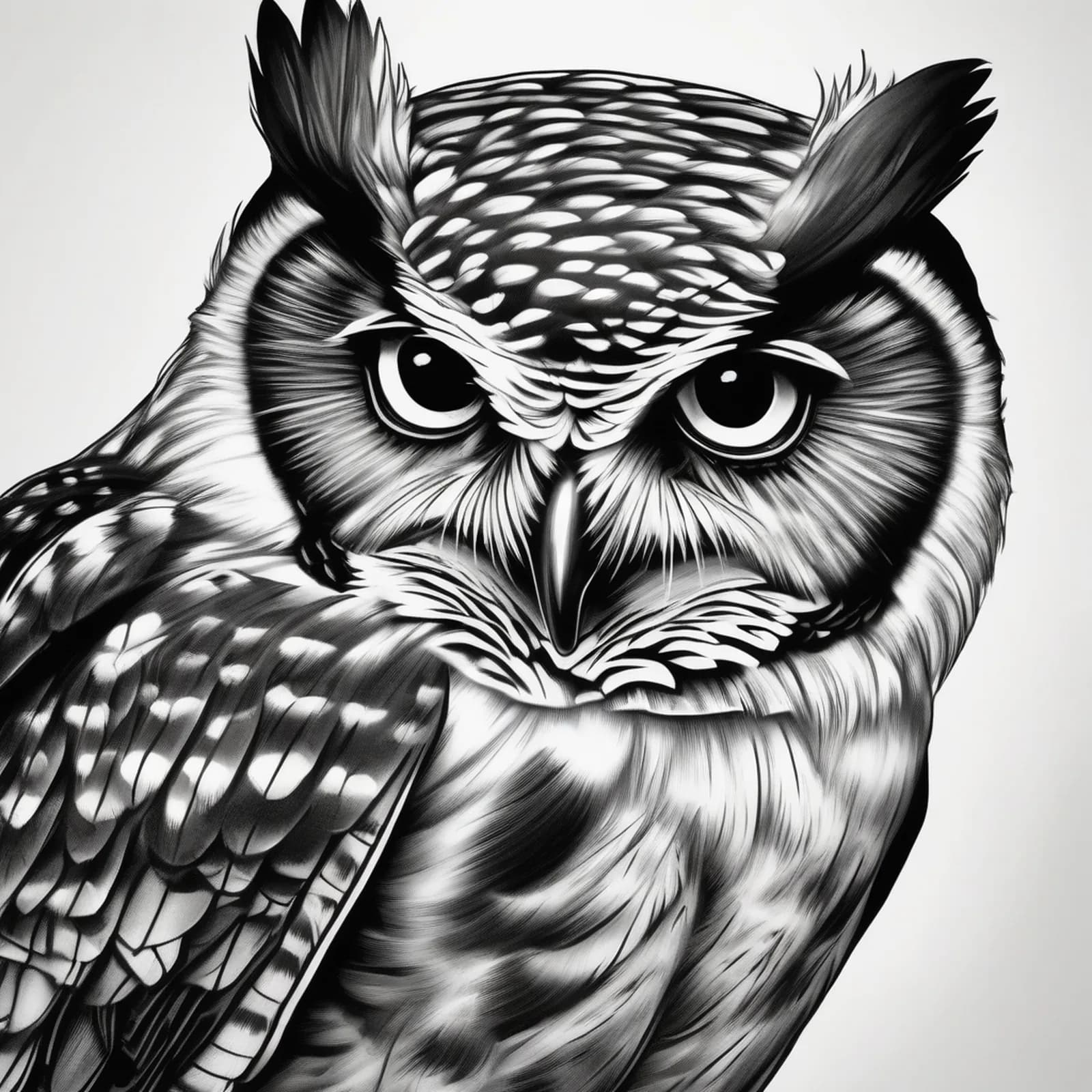 Spectacled Owl tattoo design, alternative version 3