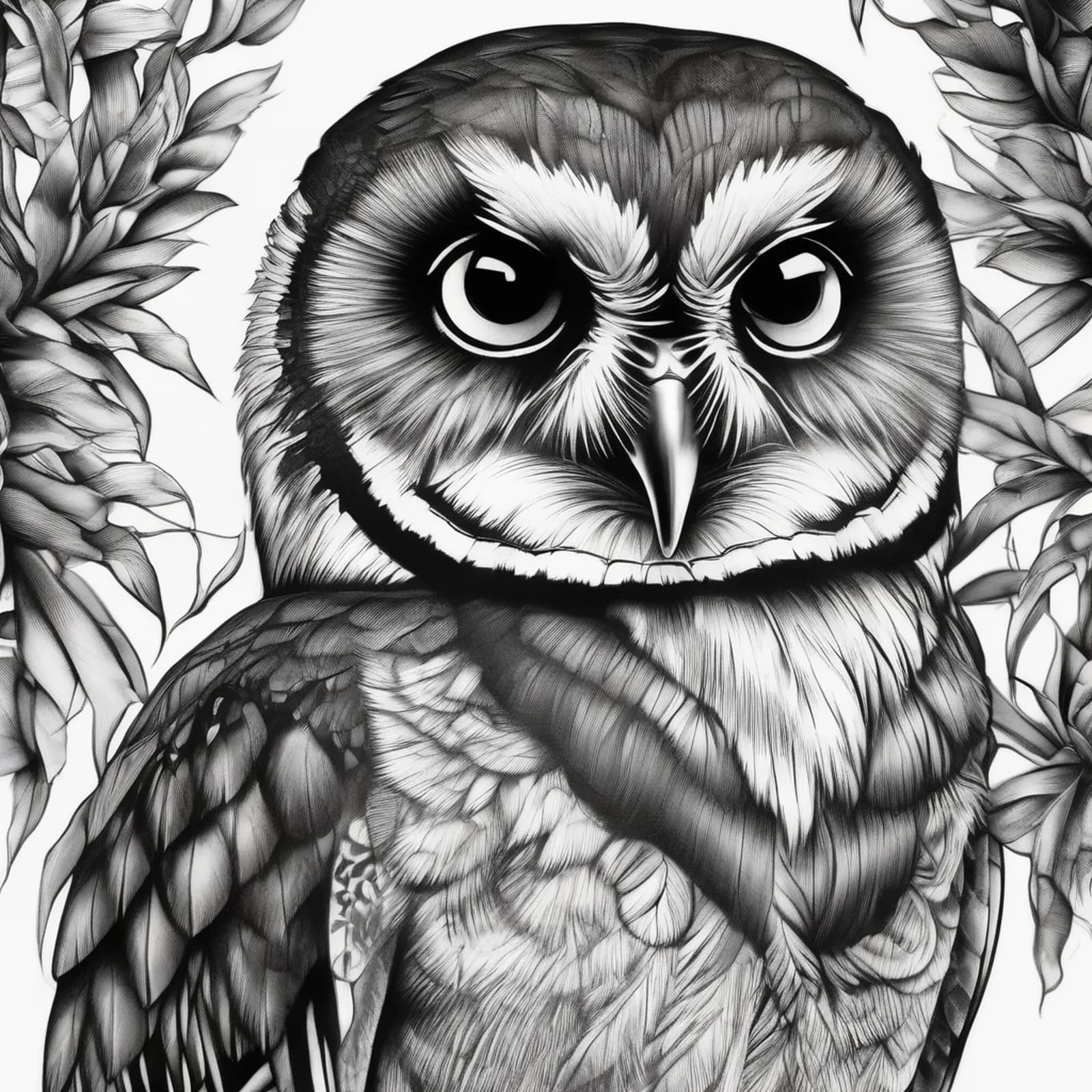 Spectacled Owl tattoo design, alternative version 4