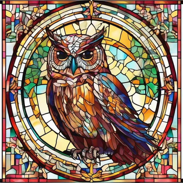 Stained Glass Owl tattoo design