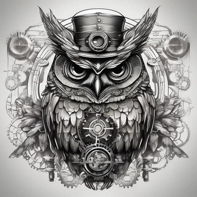 Steampunk Owl tattoo design