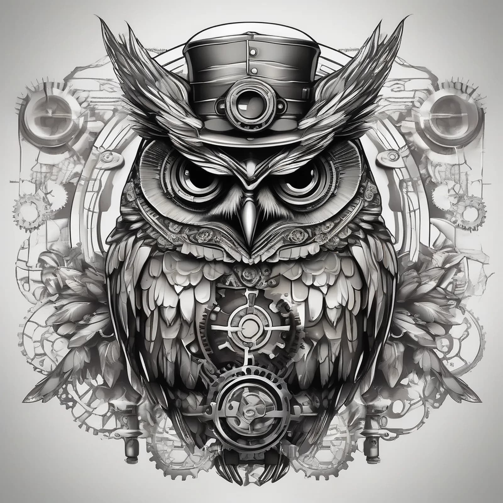 Steampunk Owl tattoo design