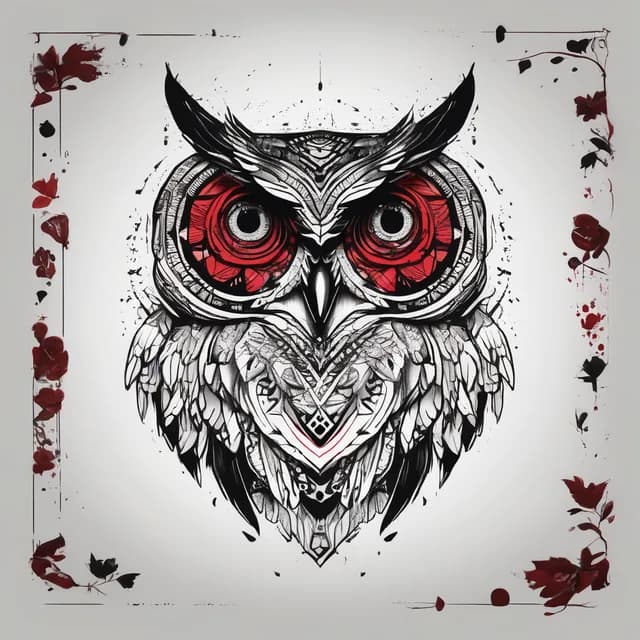 Trash Polka Owl tattoo design