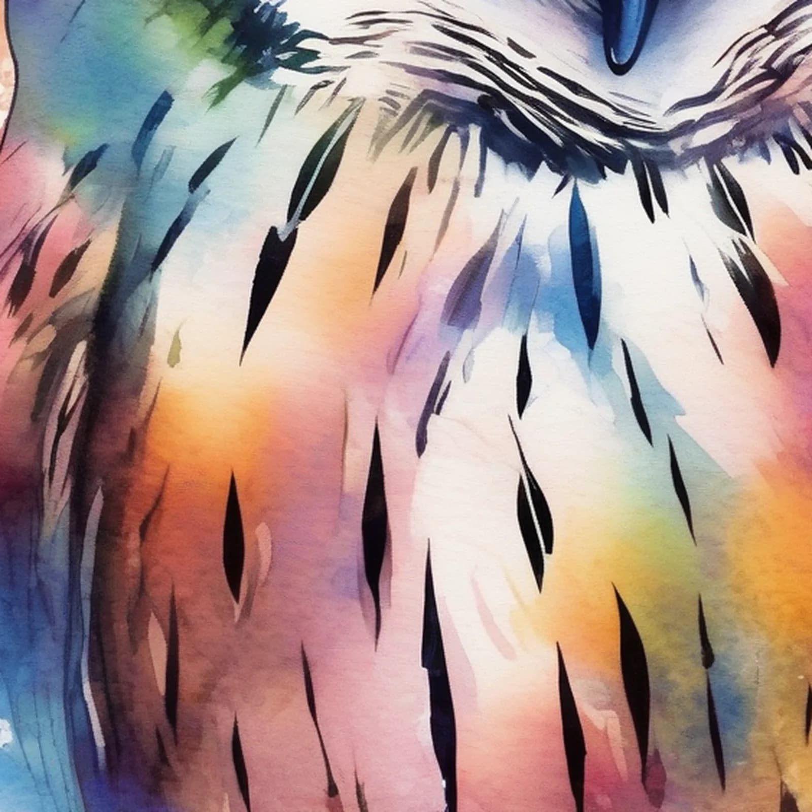 Watercolor Splash Owl tattoo design, close-up detail