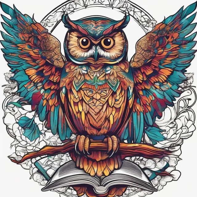 Wise Owl With Open Book tattoo design